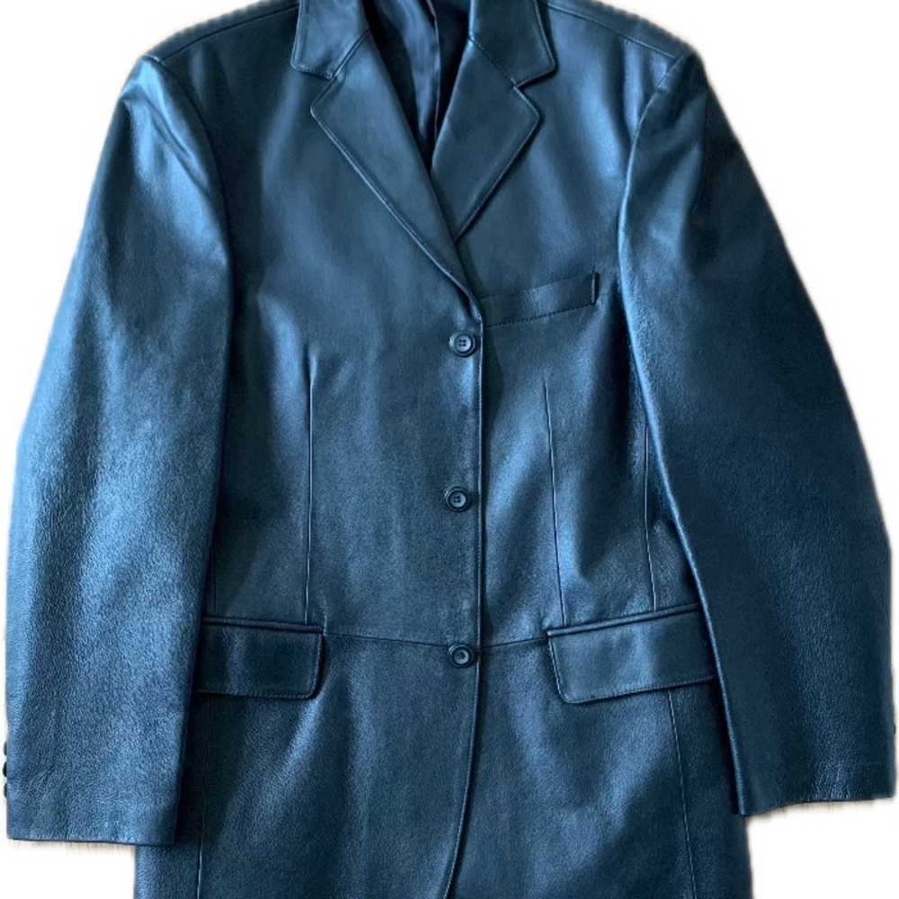 Stafford Black Genuine Leather Blazer